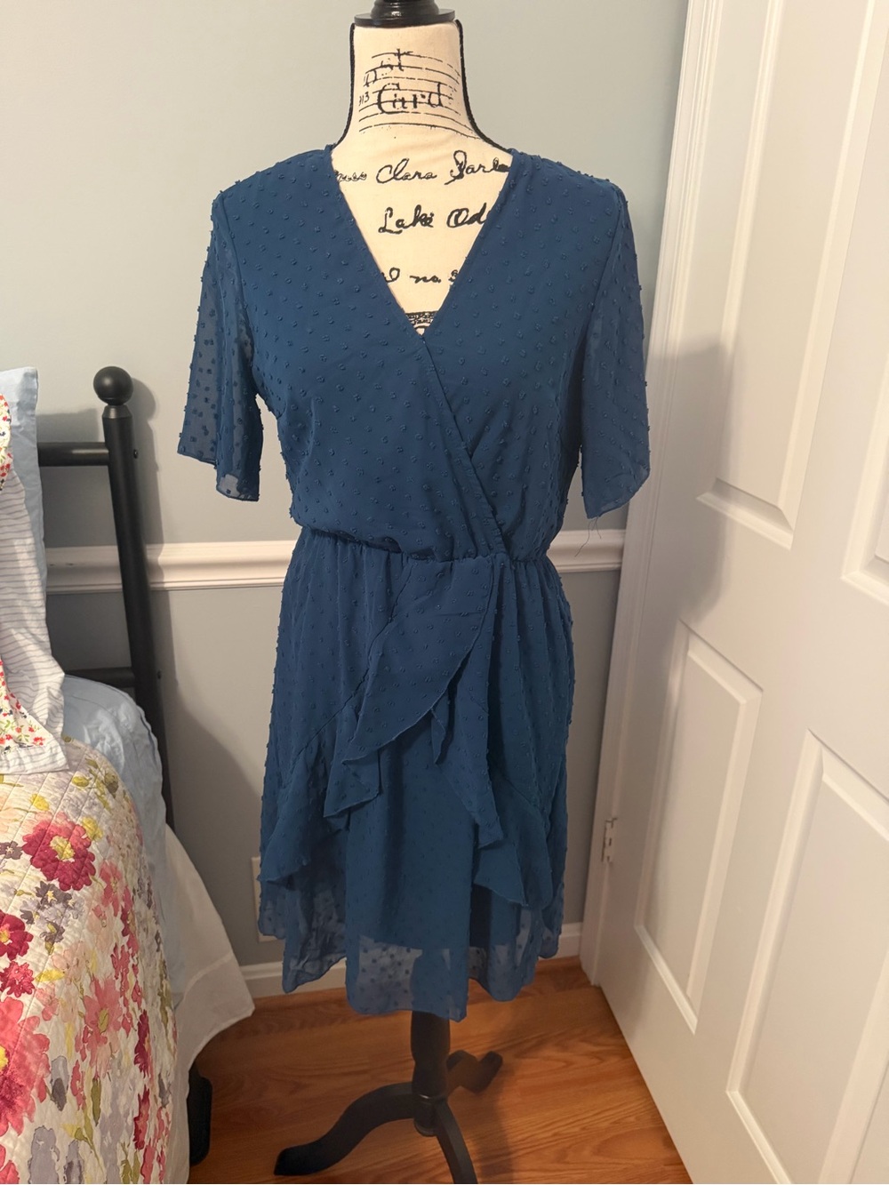Deep Peacock Blue Ruffle Dress
